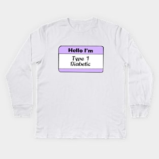 T1D Nametag - Lavender Kids Long Sleeve T-Shirt